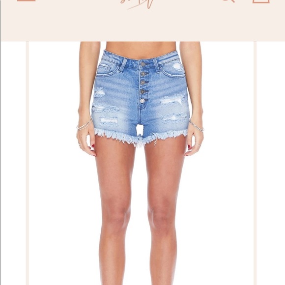 Nature denim high rise distressed jean shorts - Picture 3 of 4